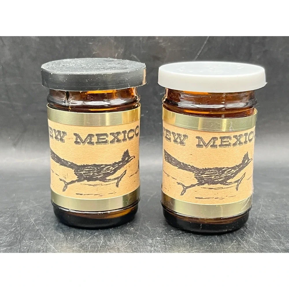 VTG New Mexico Souvenir Salt &‎ Pepper Shakers-Road Runner- Glass Decorative